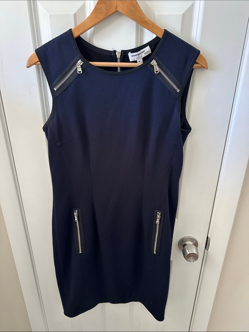 Sleeveless Navy Mini Dress with Silver Zippers - Banana Republic